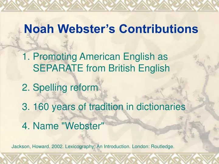 noah webster s contributions