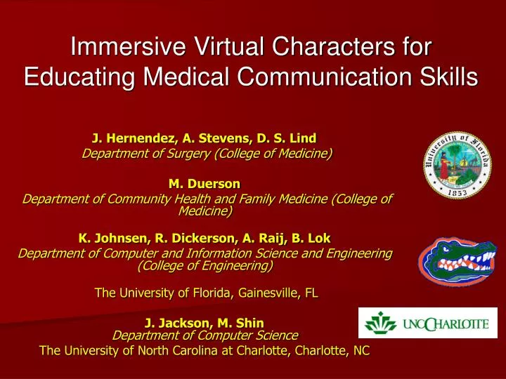 immersive virtual characters for educating medical communication skills
