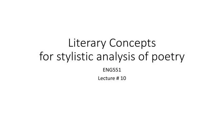literary concepts for stylistic analysis of poetry