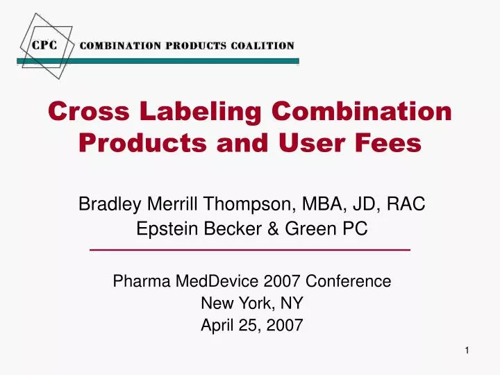 cross labeling combination products and user fees