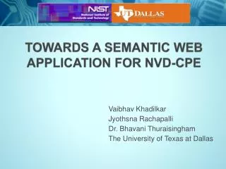 Towards A Semantic Web Application for NVD-CPE