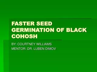 FASTER SEED GERMINATION OF BLACK COHOSH