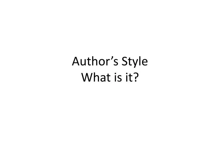 author s style what is it