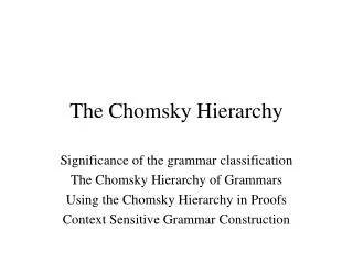 The Chomsky Hierarchy