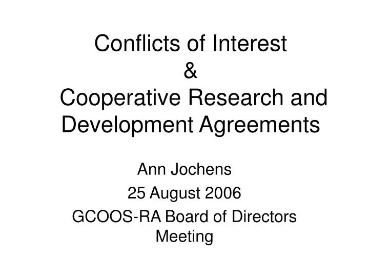 conflicts of interest cooperative research and development agreements