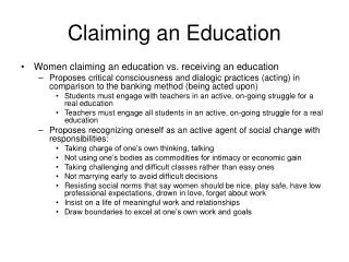 Claiming an Education