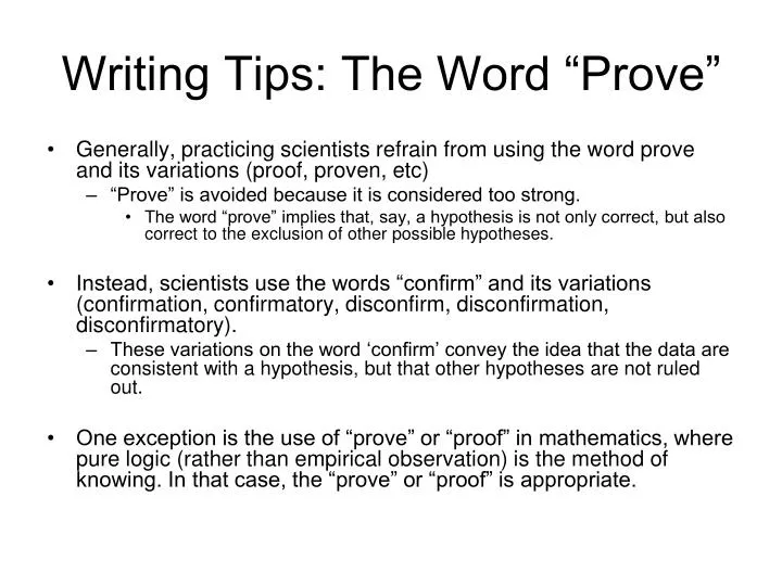 writing tips the word prove
