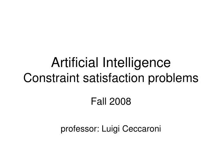artificial intelligence constraint satisfaction problems