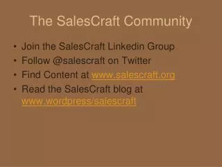 The SalesCraft Community