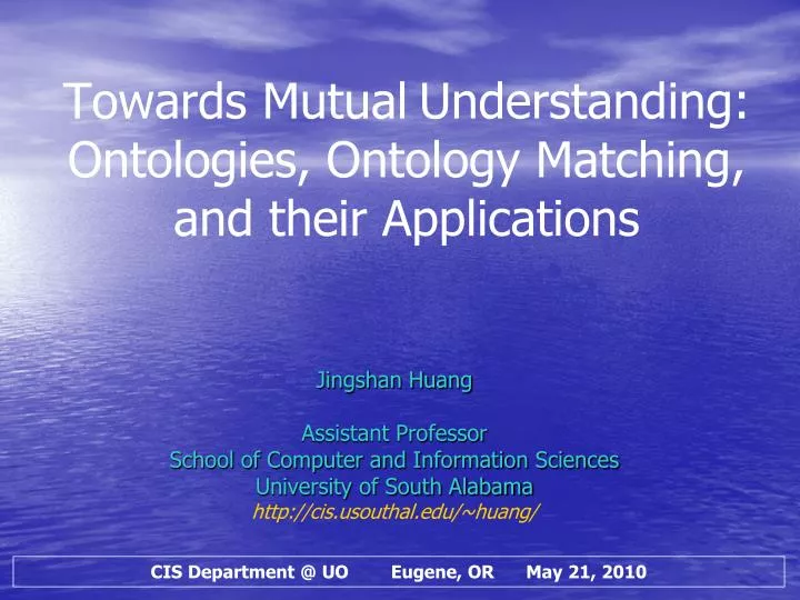 towards mutual understanding ontologies ontology matching and their applications