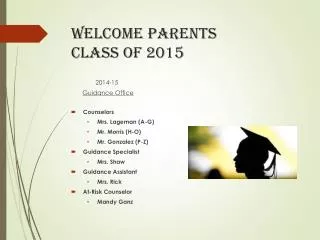 WELCOME parents Class of 2015