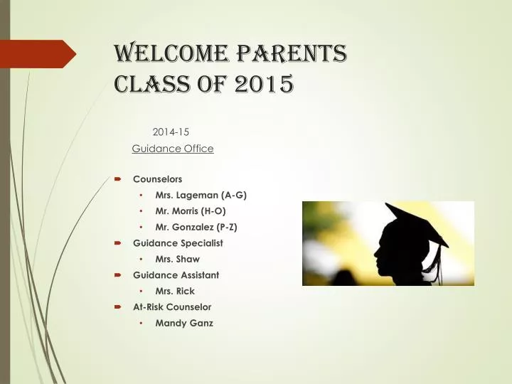 welcome parents class of 2015