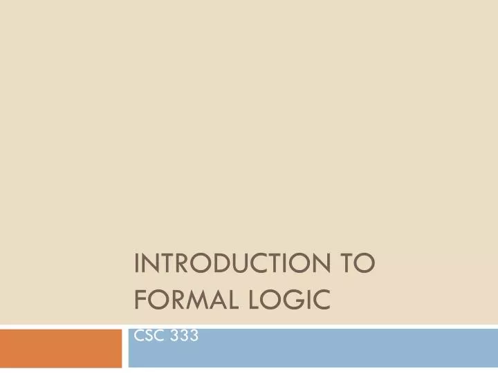 introduction to formal logic