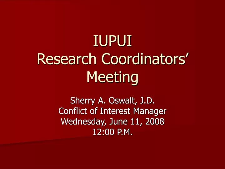 iupui research coordinators meeting