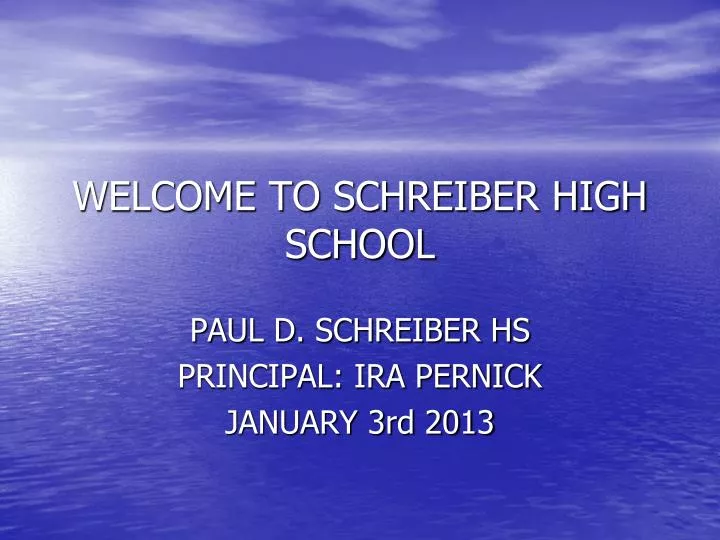 welcome to schreiber high school