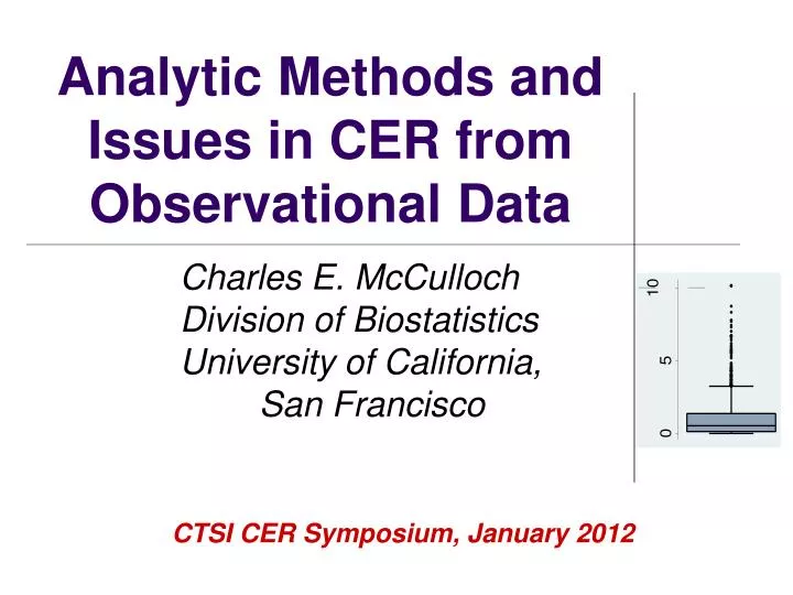 analytic methods and issues in cer from observational data