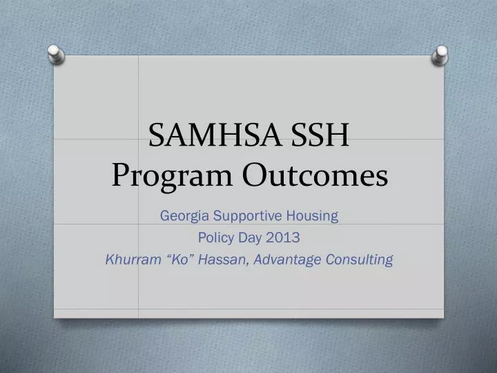 samhsa ssh program outcomes