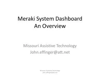 Meraki System Dashboard An Overview