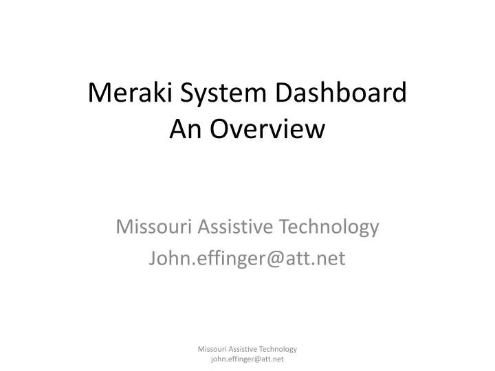 meraki system dashboard an overview