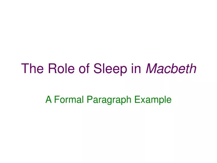 the role of sleep in macbeth