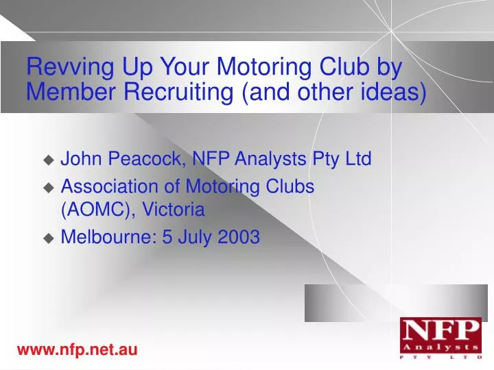 revving up your motoring club by member recruiting and other ideas