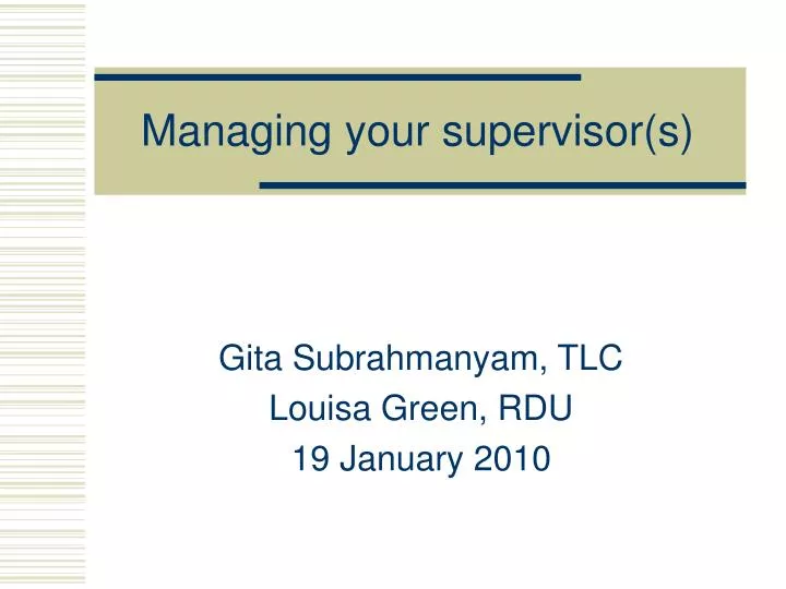 managing your supervisor s