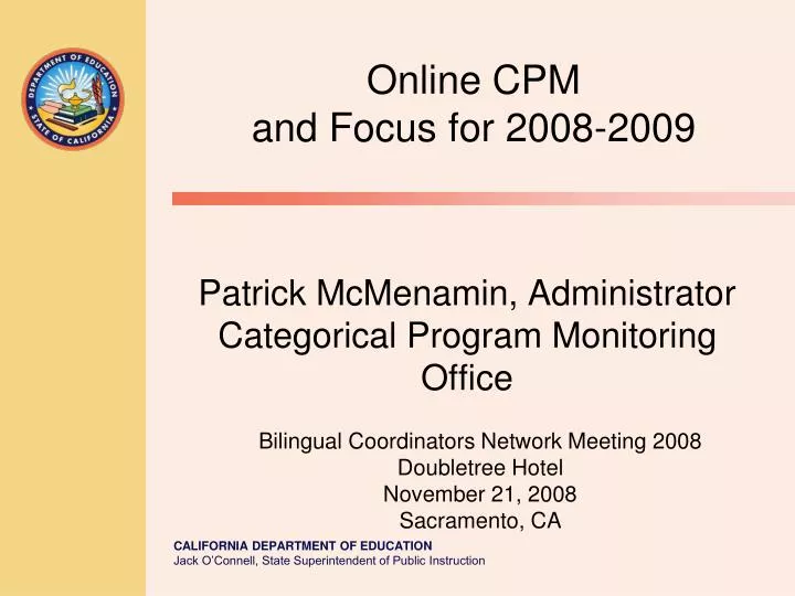 patrick mcmenamin administrator categorical program monitoring office