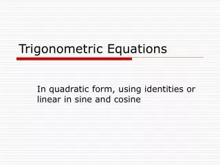 Trigonometric Equations