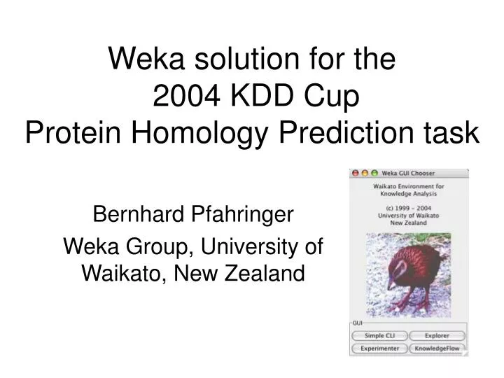 weka solution for the 2004 kdd cup protein homology prediction task