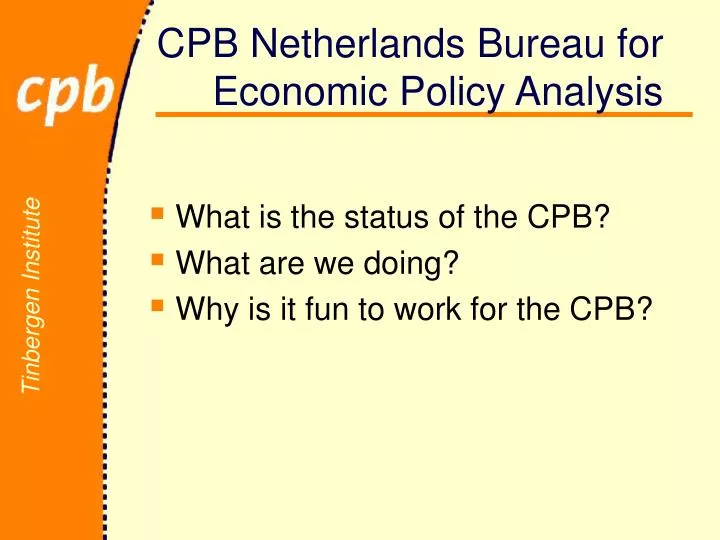 cpb netherlands bureau for economic policy analysis