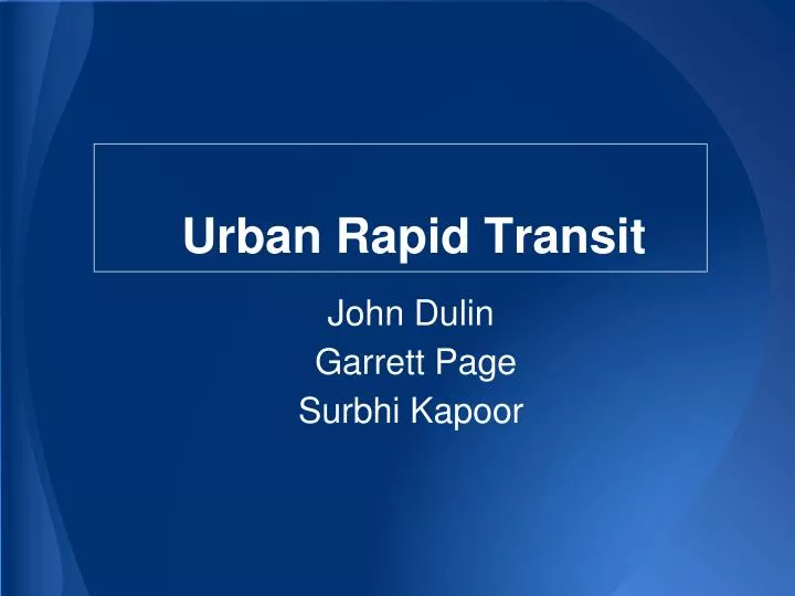 urban rapid transit