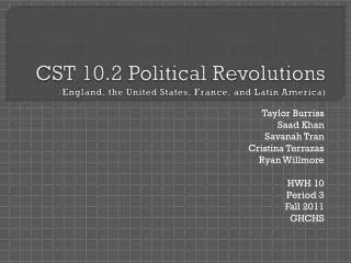 CST 10.2 Political Revolutions ( England, the United States, France, and Latin America)