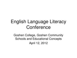 English Language Literacy Conference