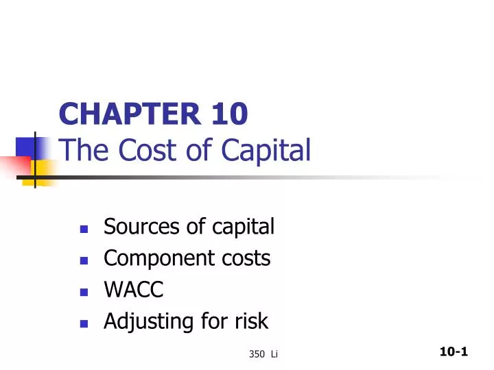 chapter 10 the cost of capital