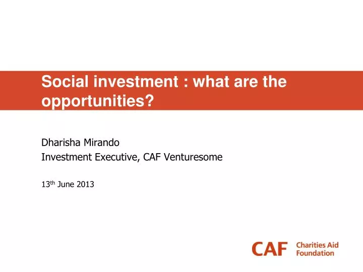 social investment what are the opportunities