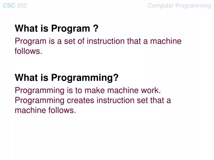 csc 202 computer programming