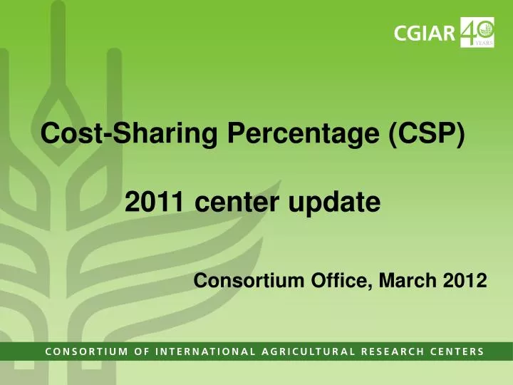cost sharing percentage csp 2011 center update