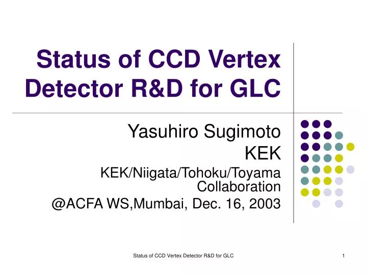status of ccd vertex detector r d for glc