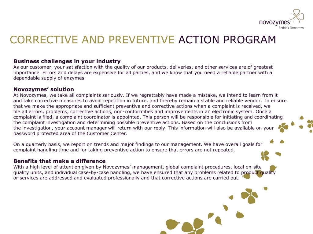 PPT - CORRECTIVE AND PREVENTIVE ACTION PROGRAM PowerPoint Presentation ...