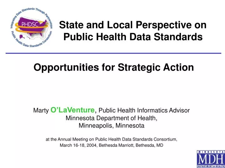 state and local perspective on public health data standards