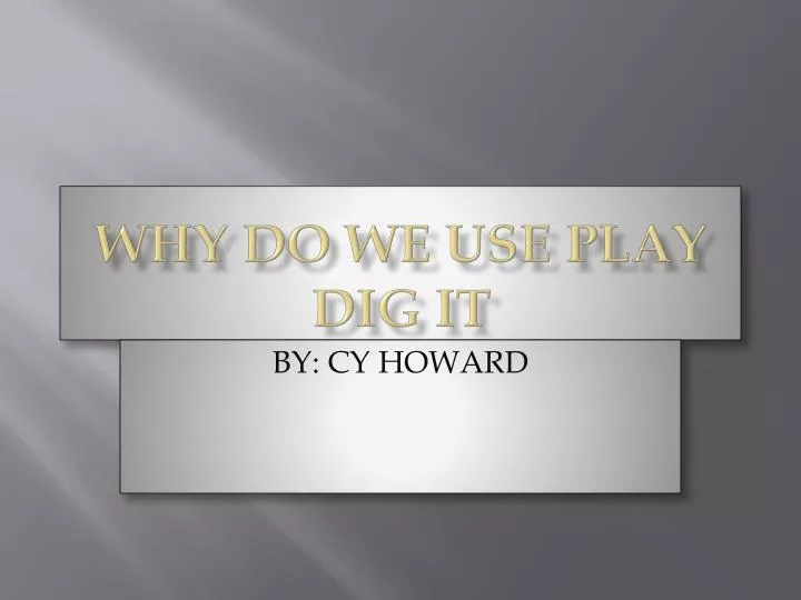 why do we use play dig it