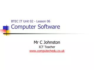 Mr C Johnston ICT Teacher computechedu.co.uk