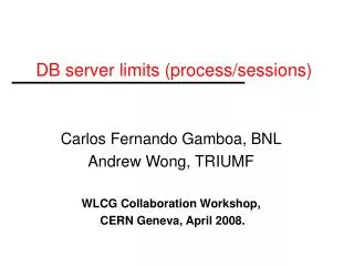 DB server limits (process/sessions)
