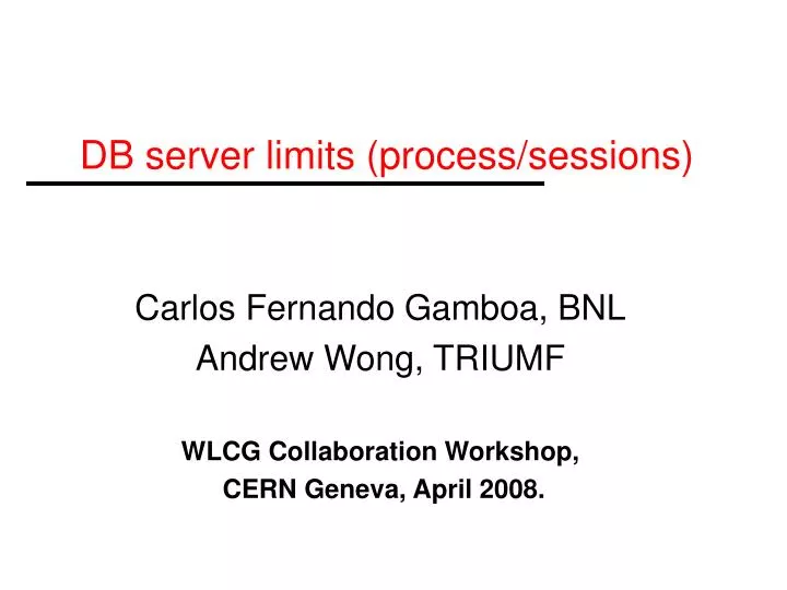 db server limits process sessions