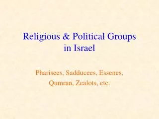 Religious &amp; Political Groups in Israel