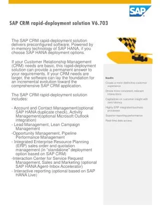 SAP CRM rapid-deployment solution V6.703