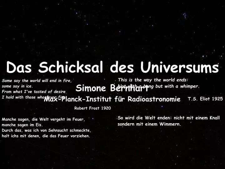 das schicksal des universums