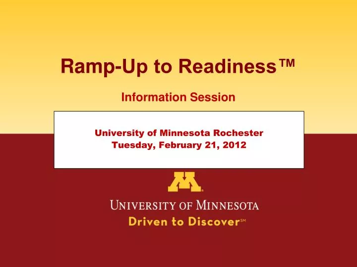 ramp up to readiness
