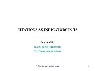 CITATIONS AS INDICATORS IN TS
