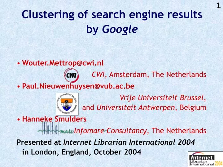 clustering of search engine results by google